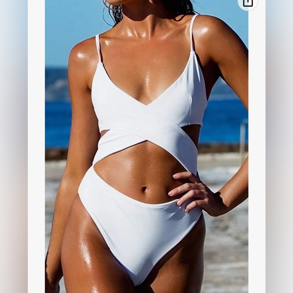 Women's Sexy Criss Cross High Waisted Cut Out One Piece Monokini Swimsuit